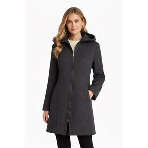 Vintage Donnybrook Y2K Charcoal Hooded Wool Coat Size Medium